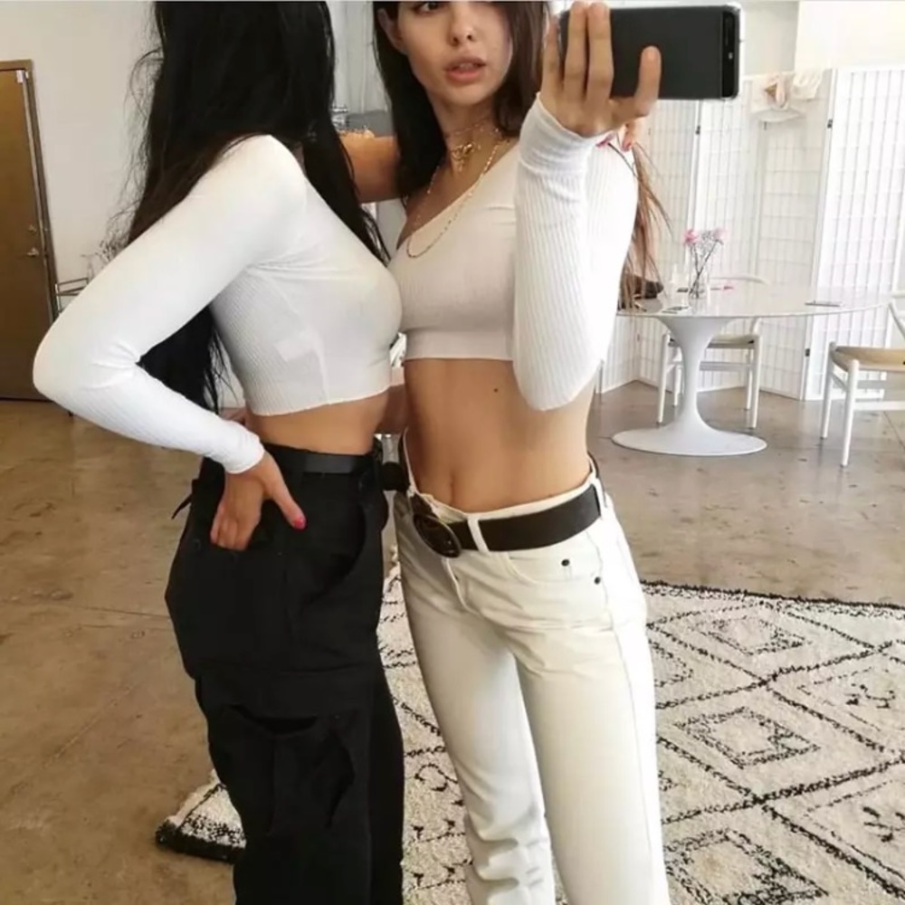 Cropped one sleeve top